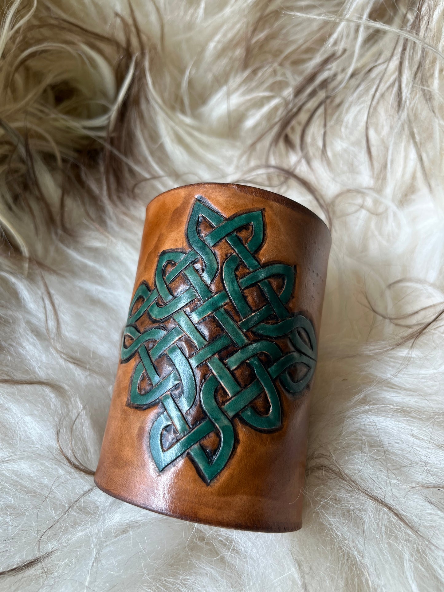 Handcarved Leather Bracer
