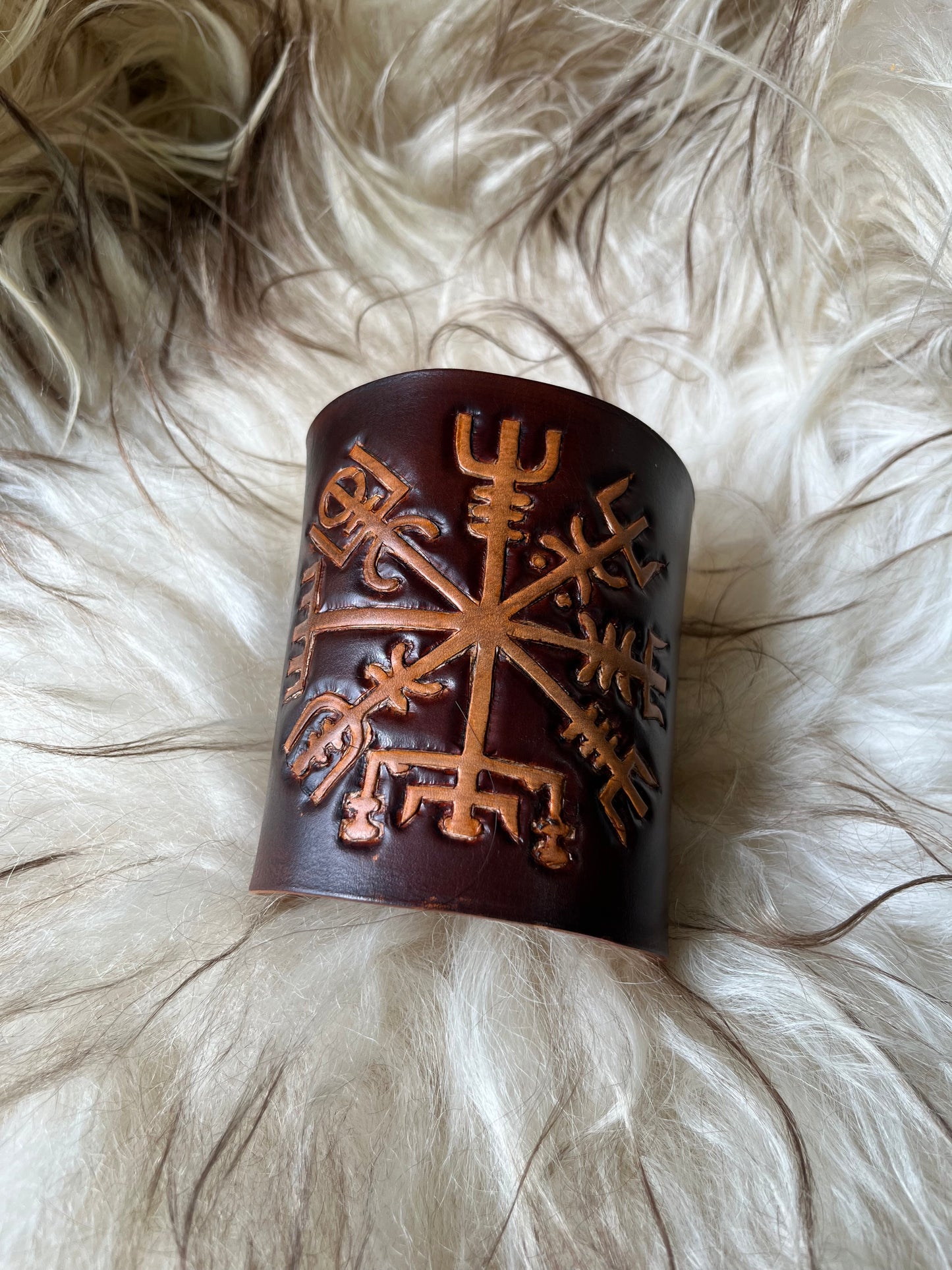 Handcarved Leather Bracer