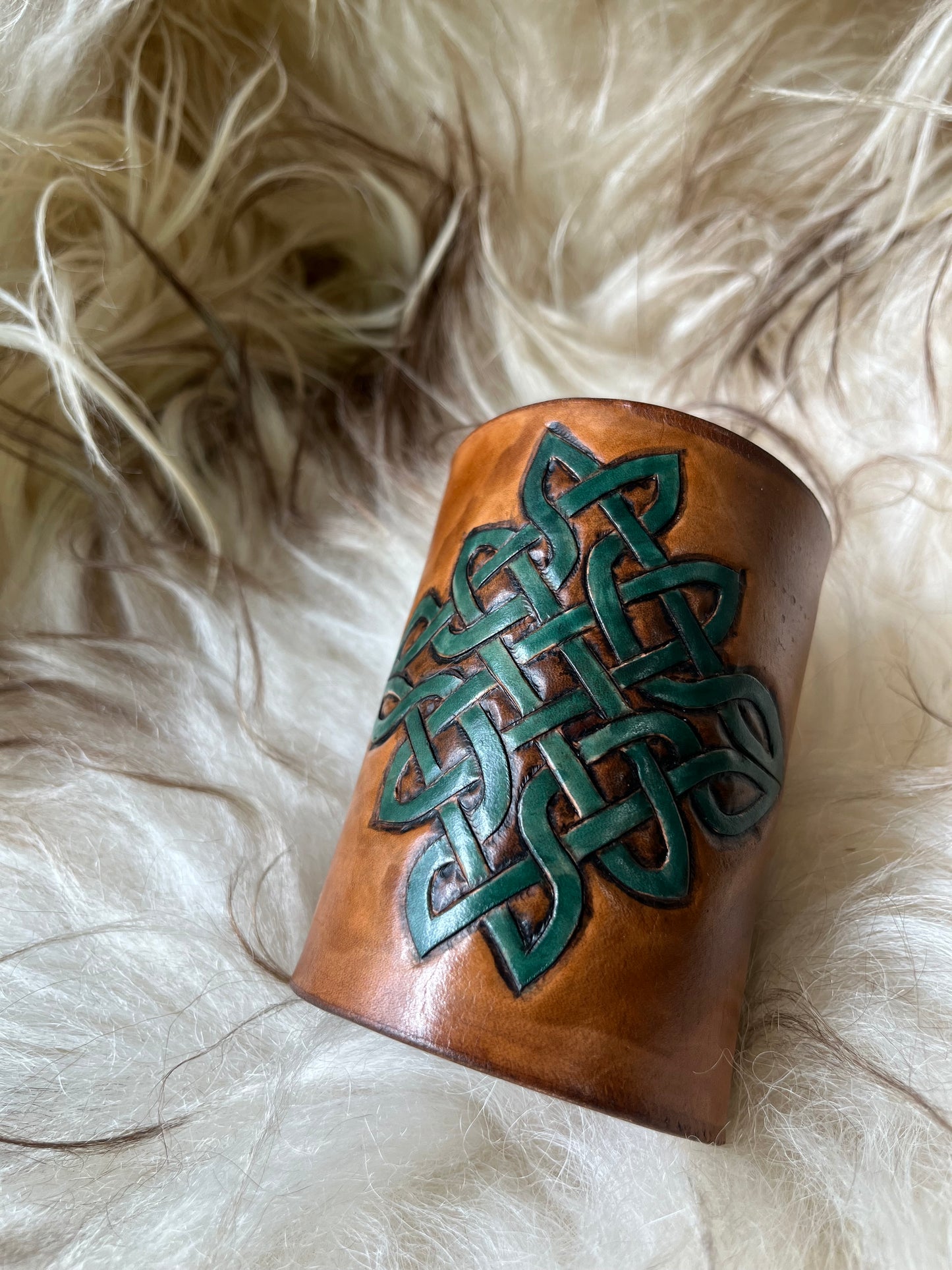 Handcarved Leather Bracer