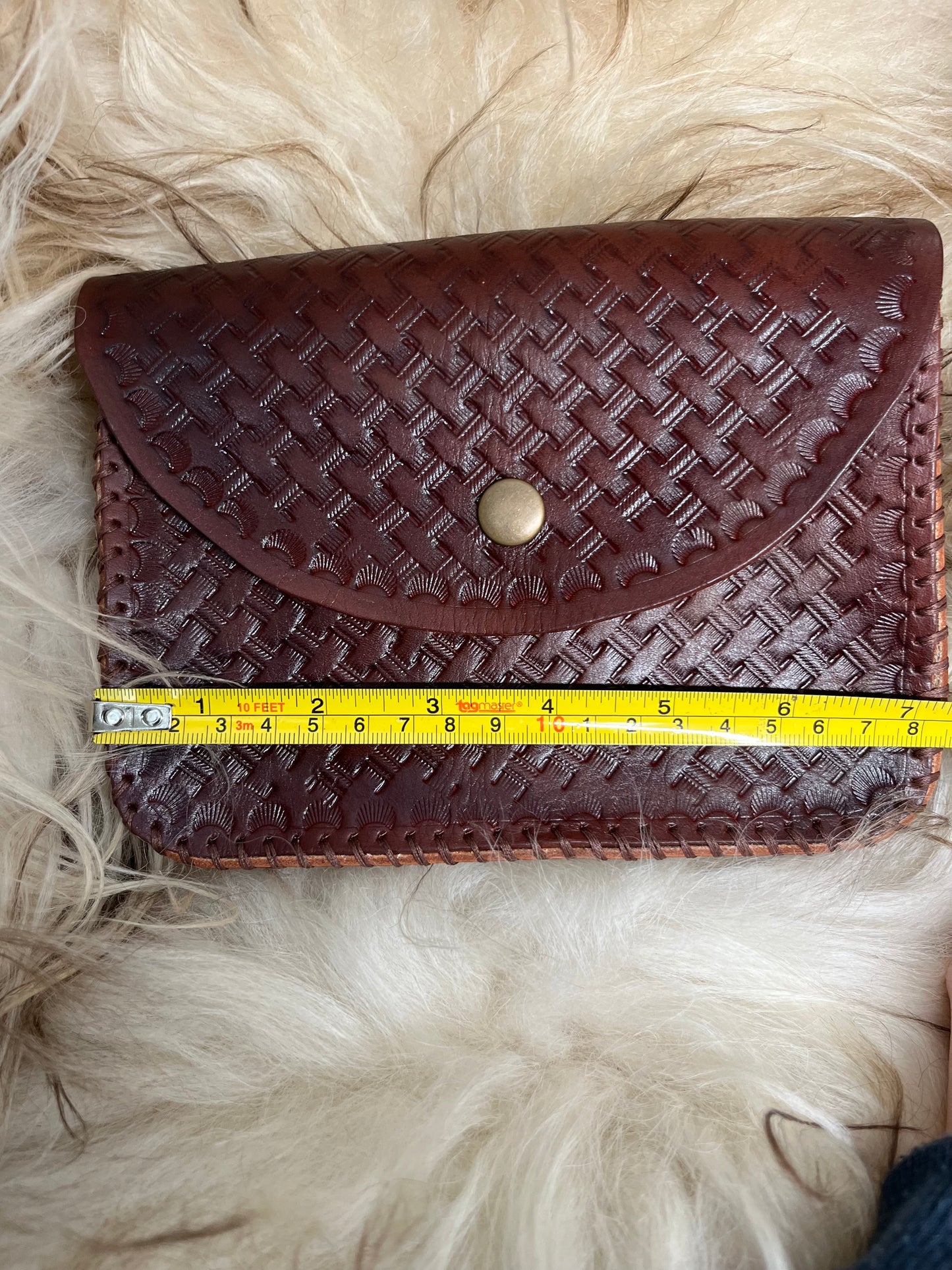 Hand-stamped Basket Weave Belt Pouch
