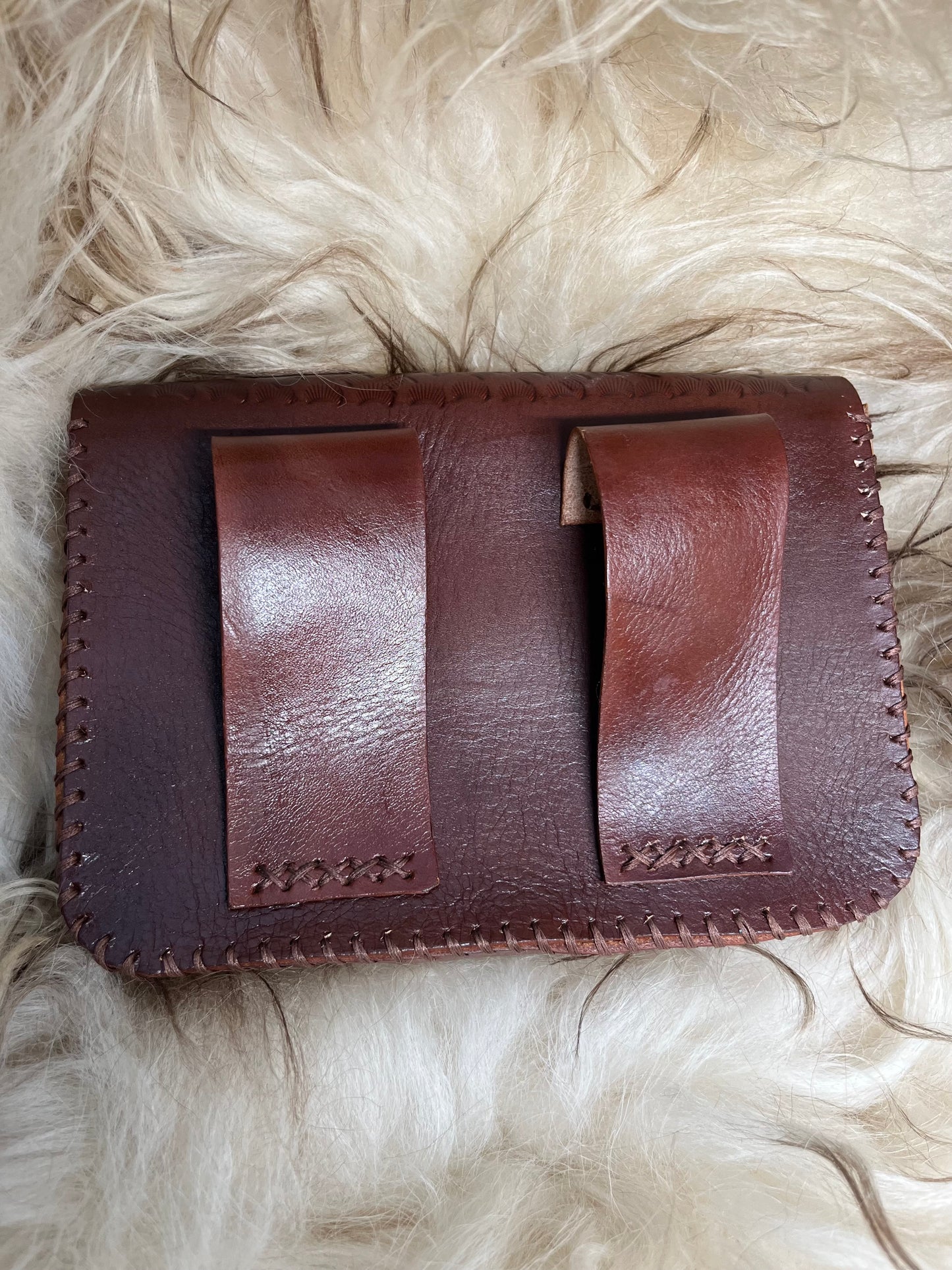 Hand-stamped Basket Weave Belt Pouch
