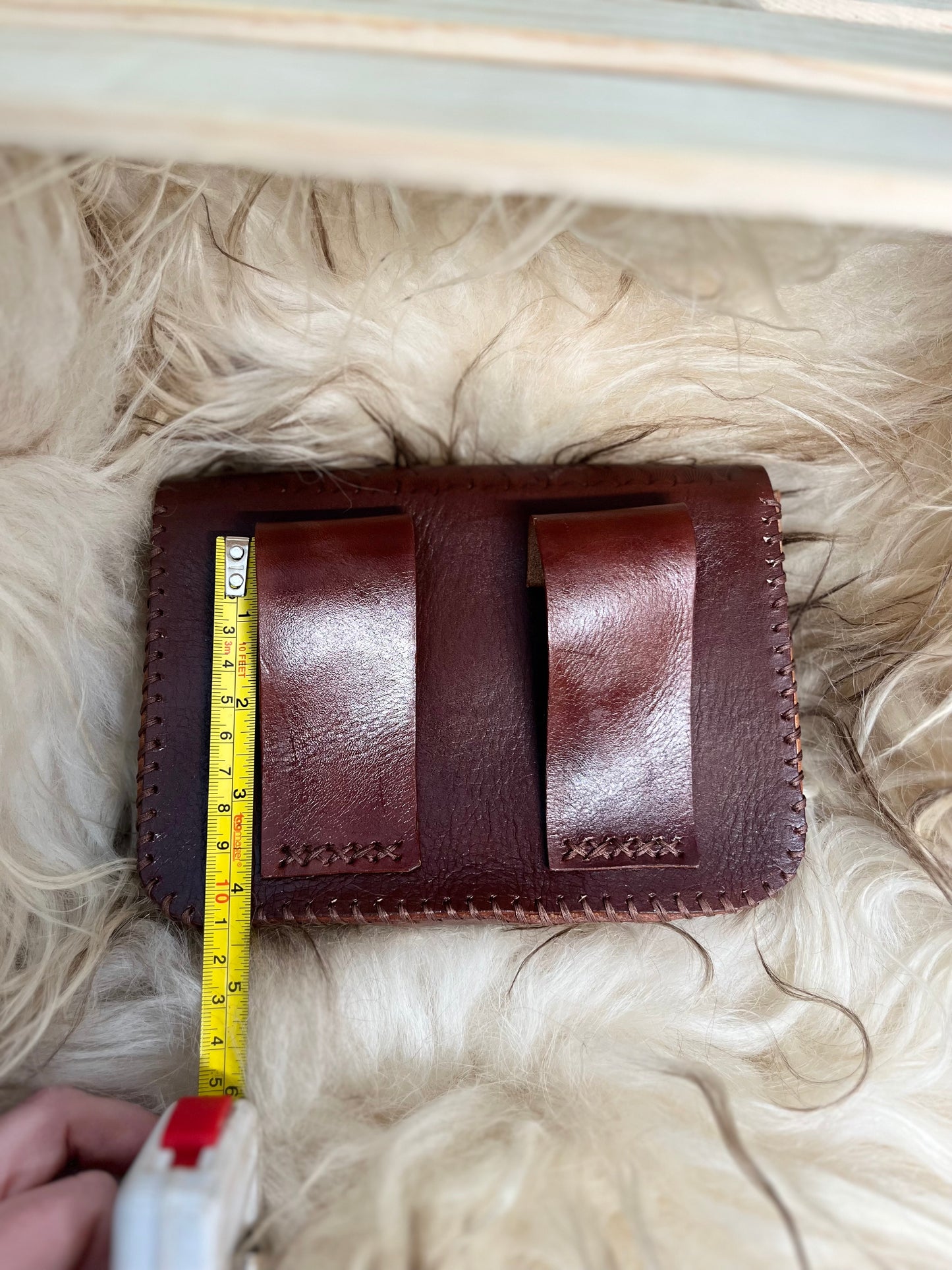 Hand-stamped Basket Weave Belt Pouch