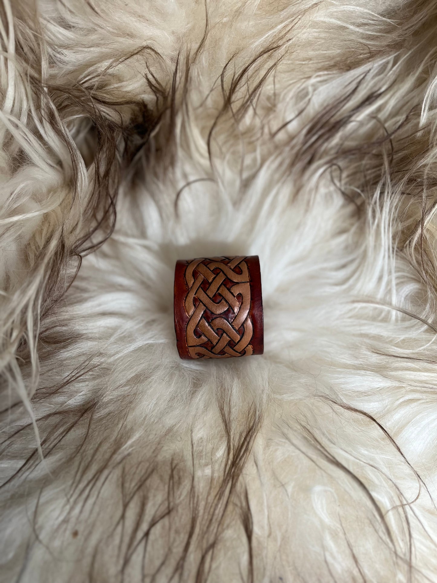 Handcarved Leather Knotwork Bracelet *Hero’s Journey*