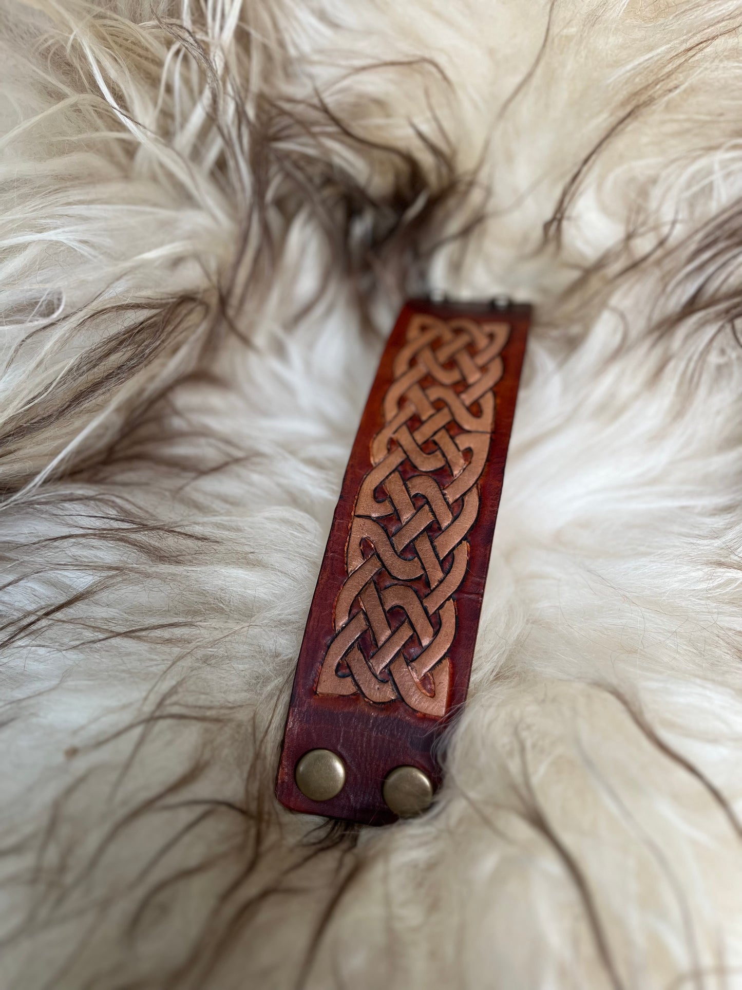 Handcarved Leather Knotwork Bracelet *Hero’s Journey*