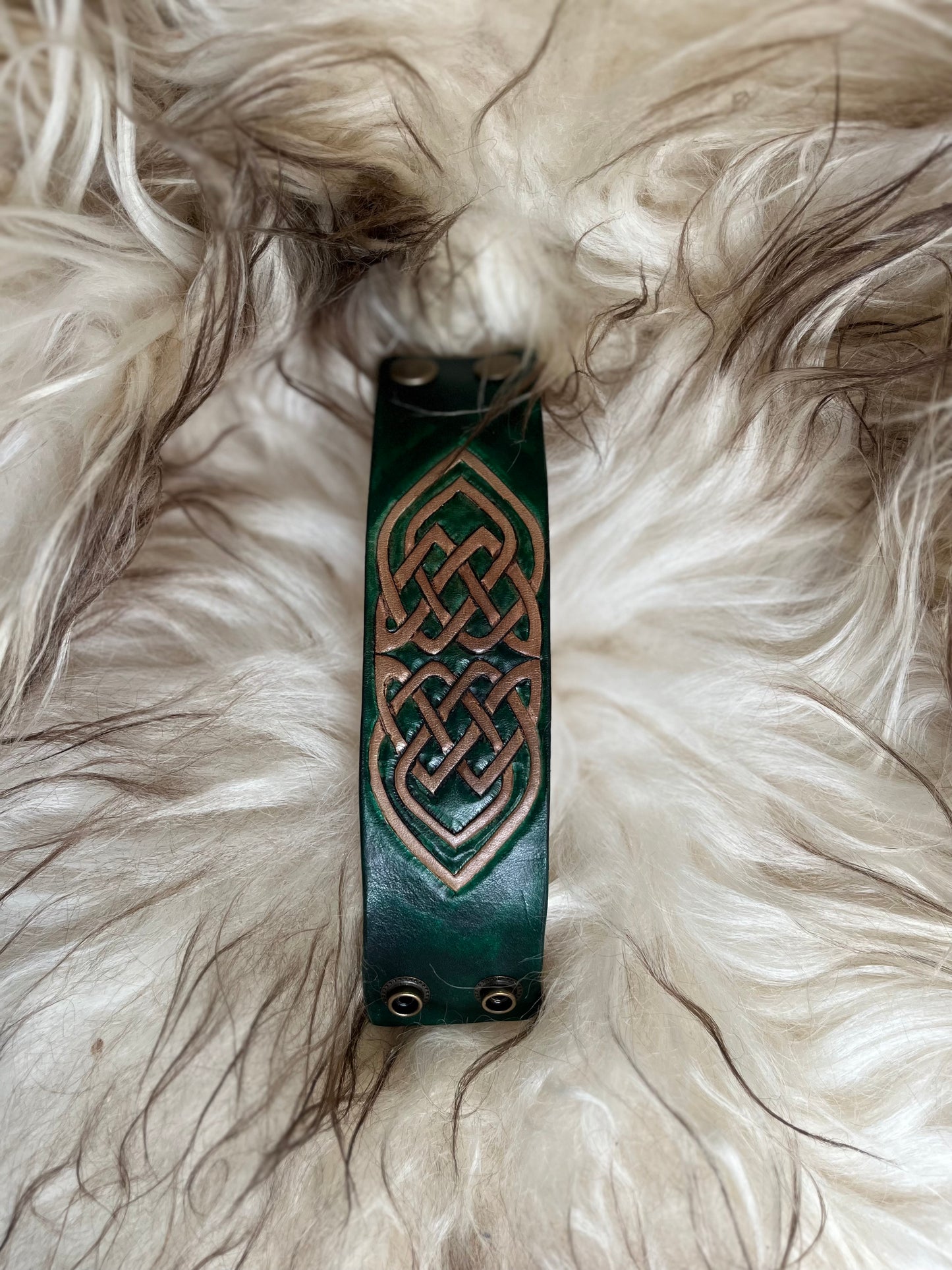 Handcarved Leather Knotwork Bracelet *Elvish Gates*