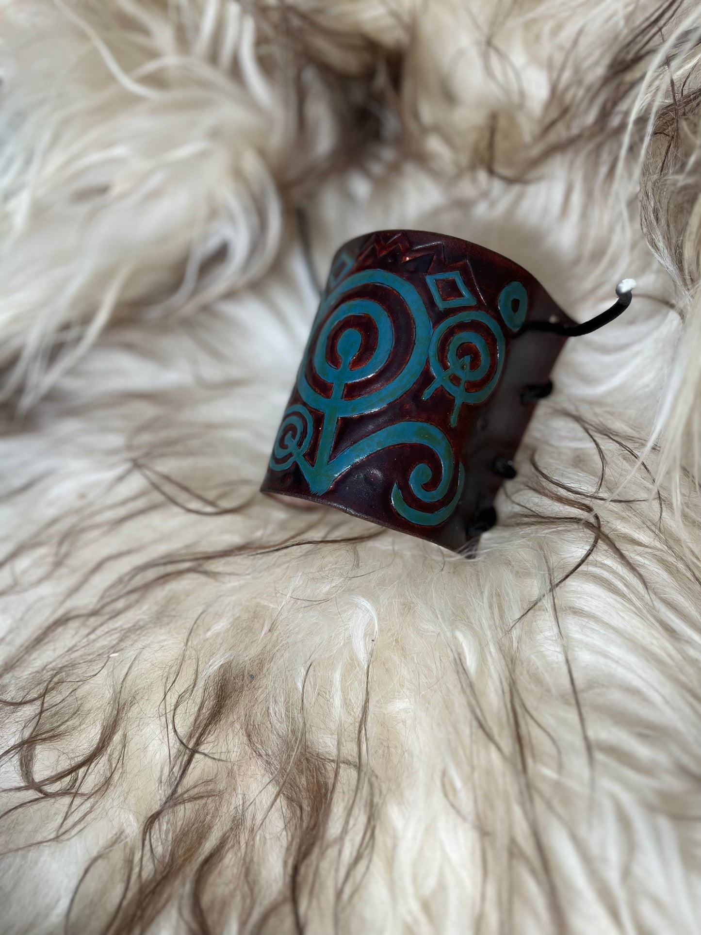 Handcarved Leather Bracer